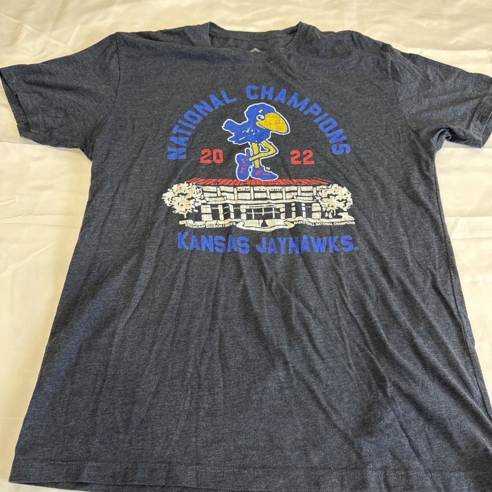 Kansas‎ Jayhawks 2022 National Champions Short Sleeve Shirt Blue Medium